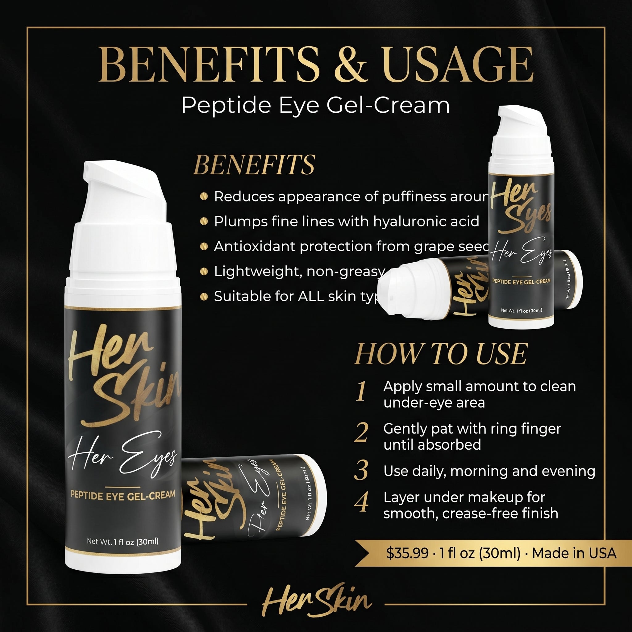HER EYES Peptide Eye Gel - Cream - QLIFE Wellness